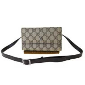 Gucci waist Pouch Clutch bag GG brown leather